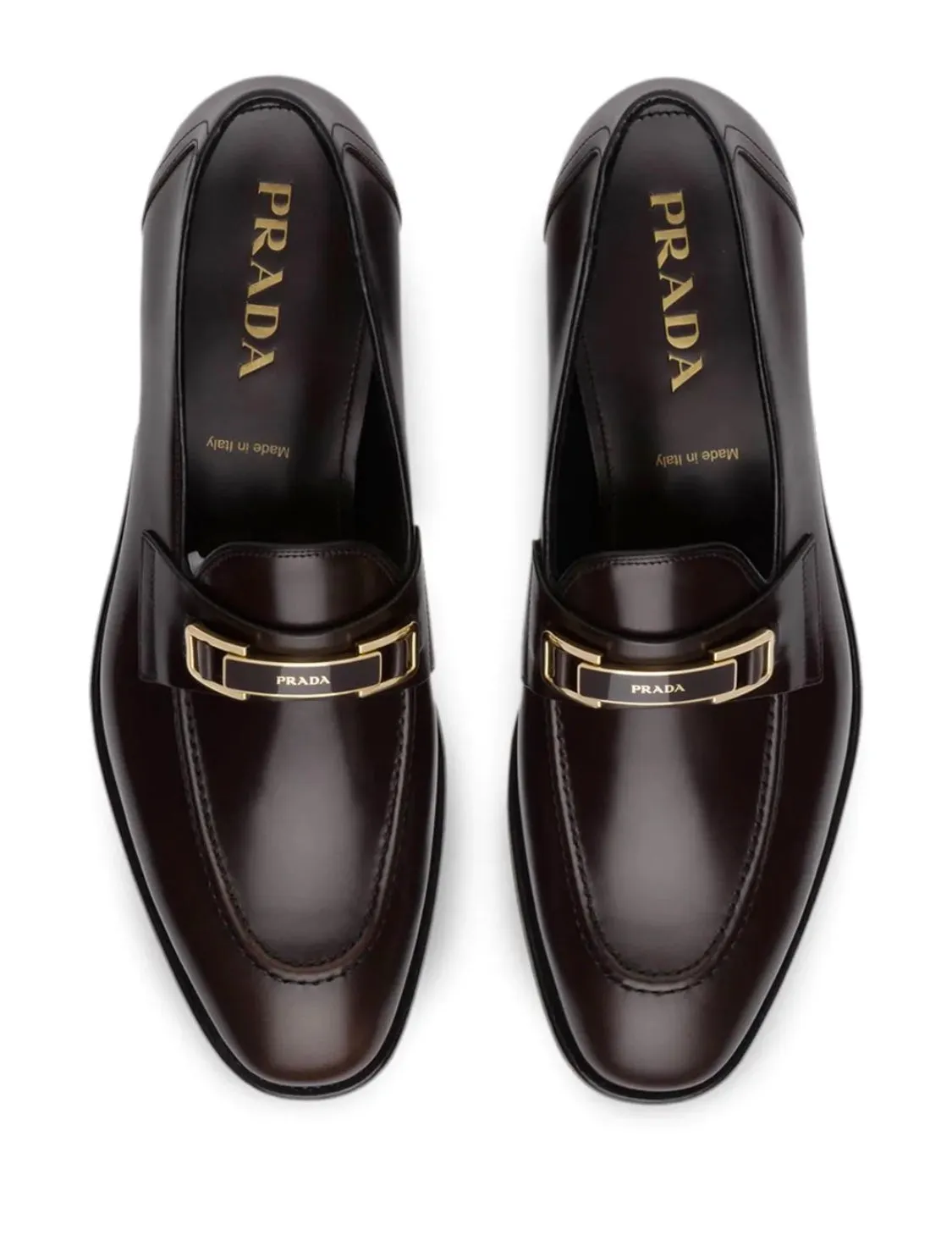 $890 PRADA - Good Buckle “Bright Calf Leather Loafers”- 10US