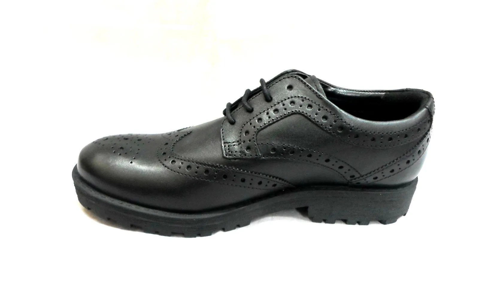 Airsoft Mens Black Smart Brogues Lace Up Shoes