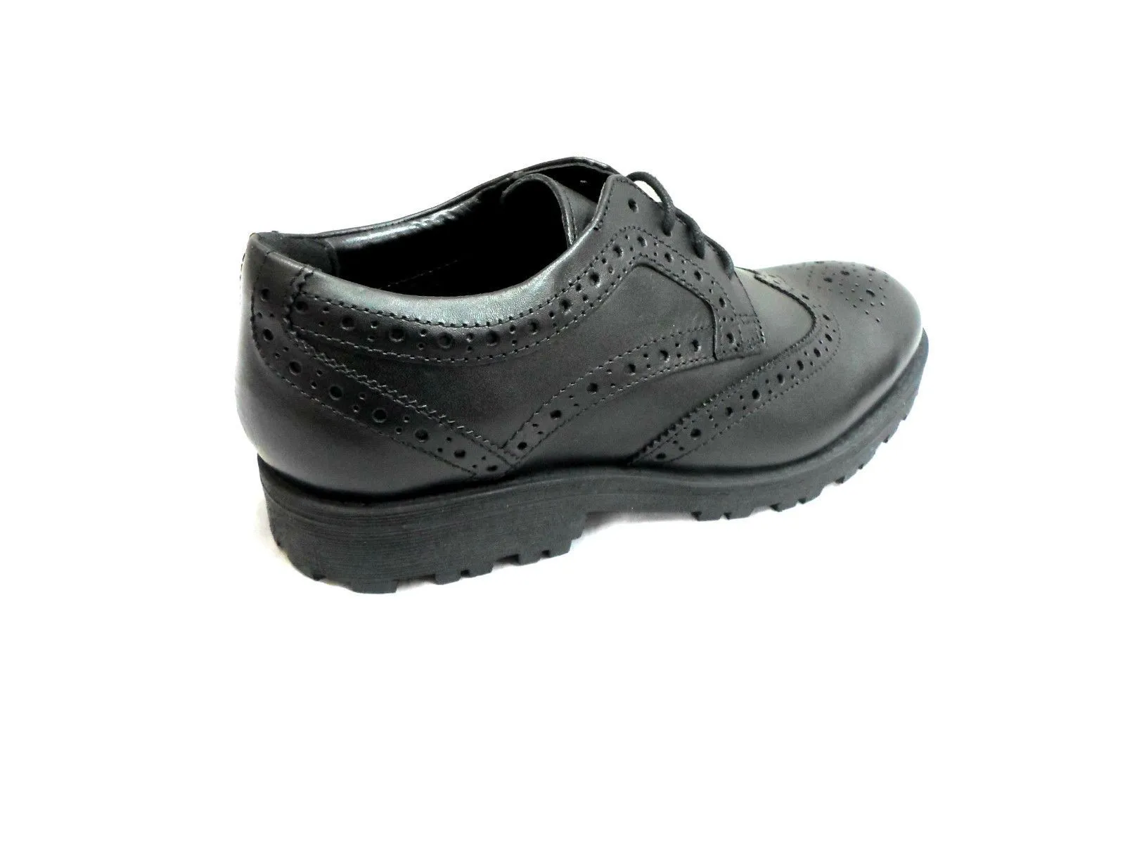 Airsoft Mens Black Smart Brogues Lace Up Shoes