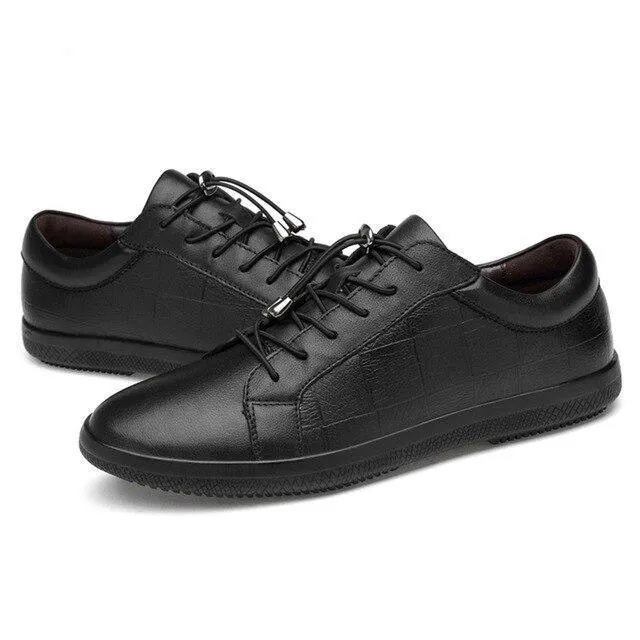 Angelo Ricci™ Brand Genuine Leather Men Soft Sneakers