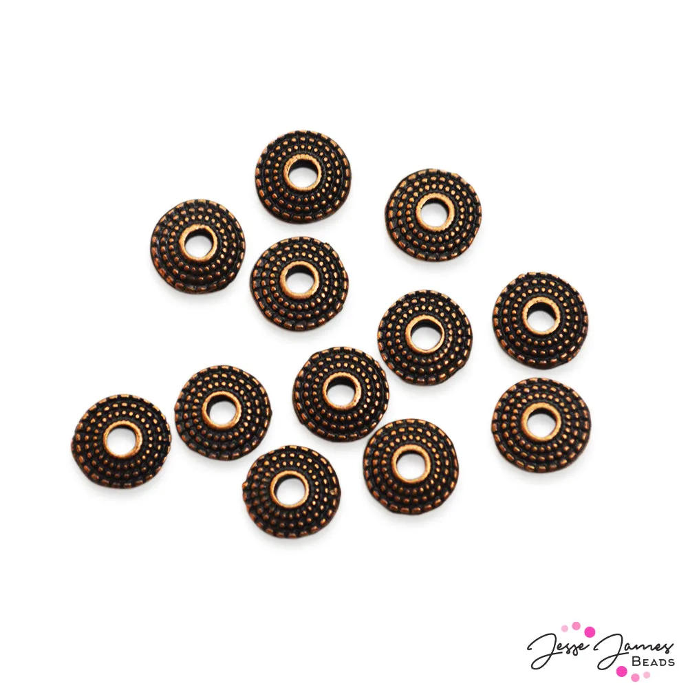 Antique Copper Metal Flats Bead Spacer Set