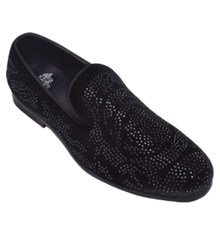 Black Glitter Men's Formal Design Dress Shoes Slip-On Loafer