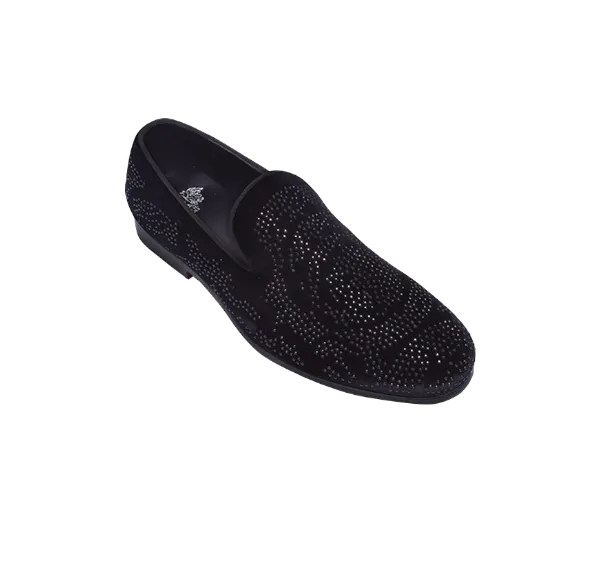 Black Glitter Men's Formal Design Dress Shoes Slip-On Loafer