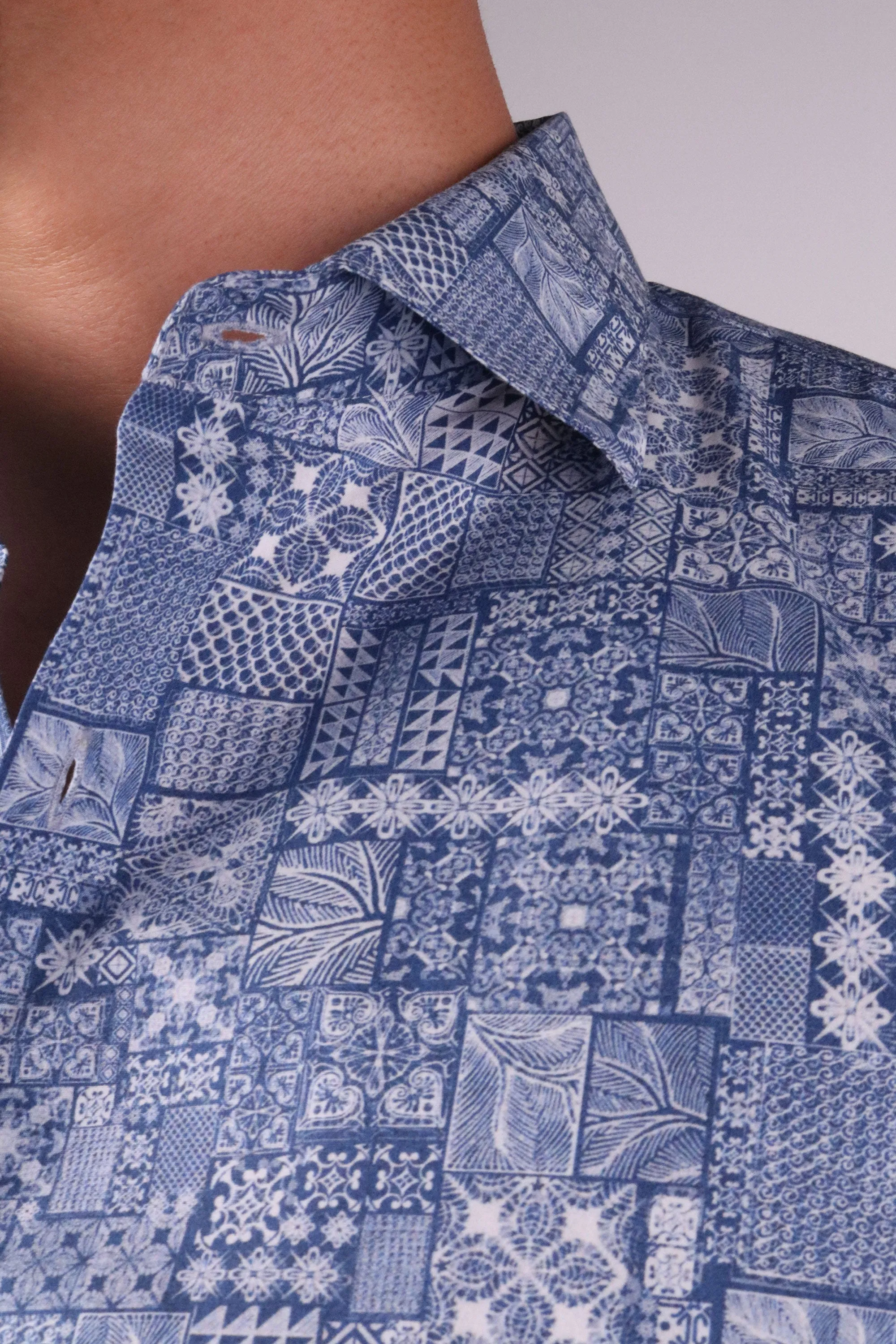 Ceplok Men's Short Sleeve Batik Inspired Shirt