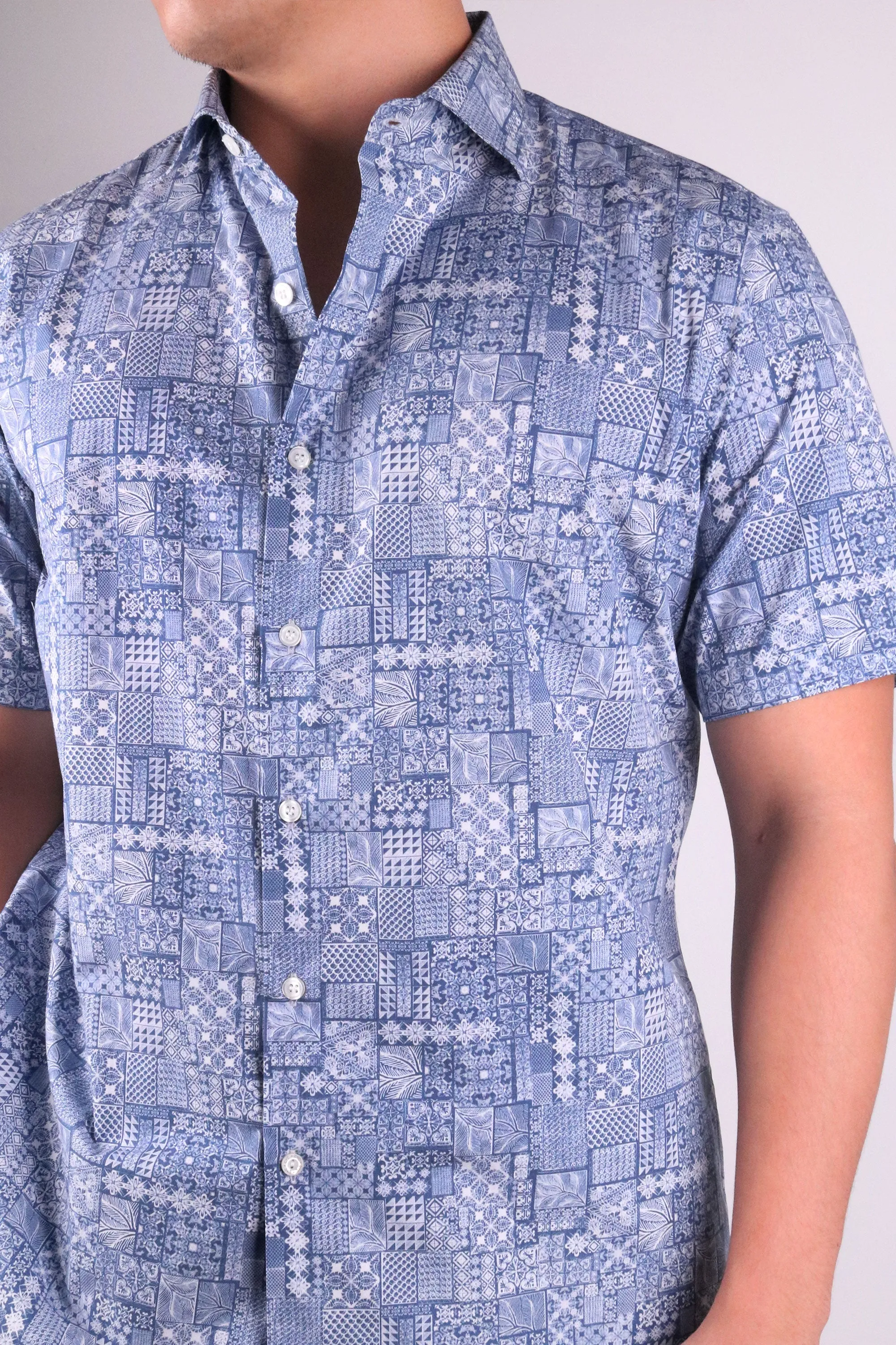 Ceplok Men's Short Sleeve Batik Inspired Shirt