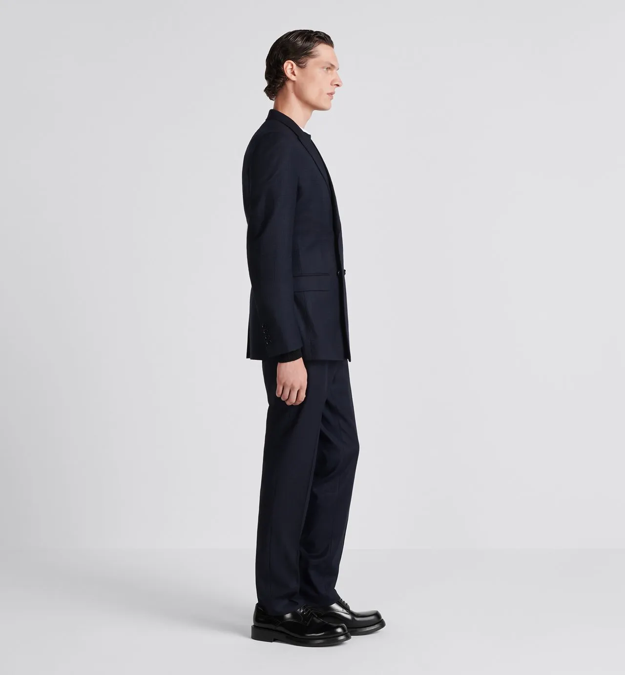 Classic-Cut Double-Breasted Suit Navy Blue Virgin Wool And Cashmere Flannel