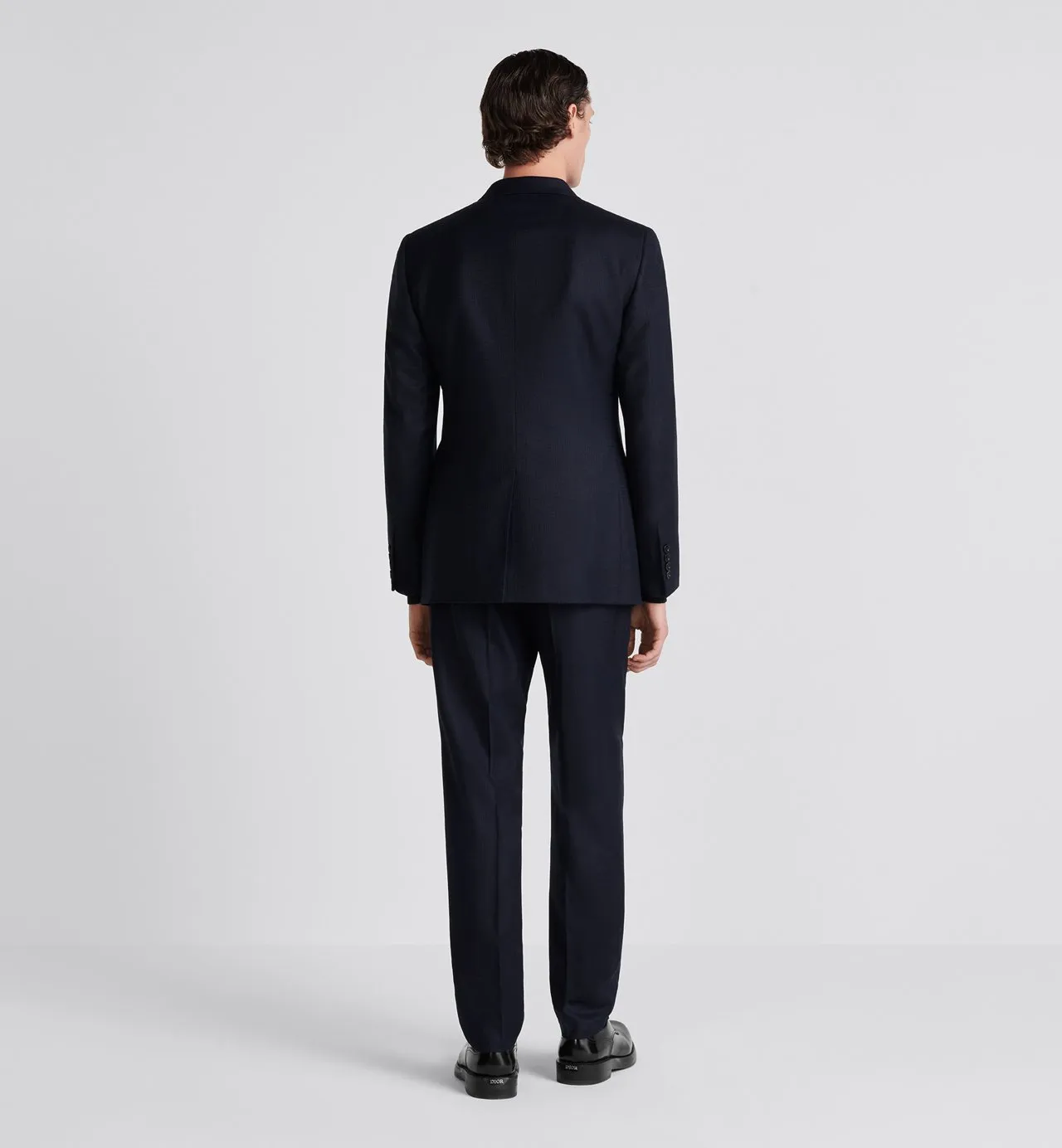 Classic-Cut Double-Breasted Suit Navy Blue Virgin Wool And Cashmere Flannel