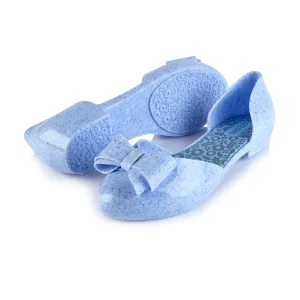Coloko Blossom Pastel Blue Marble Effect Open Waist Jelly Ballerina Pumps
