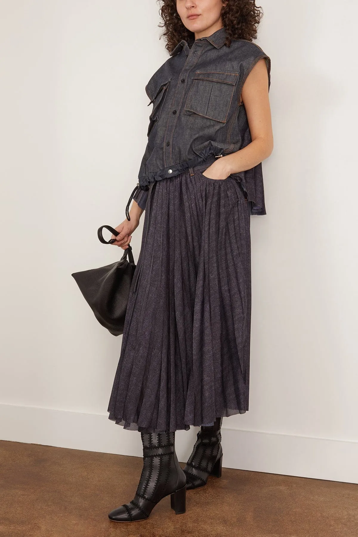 Denim Mix Skirt in Indigo