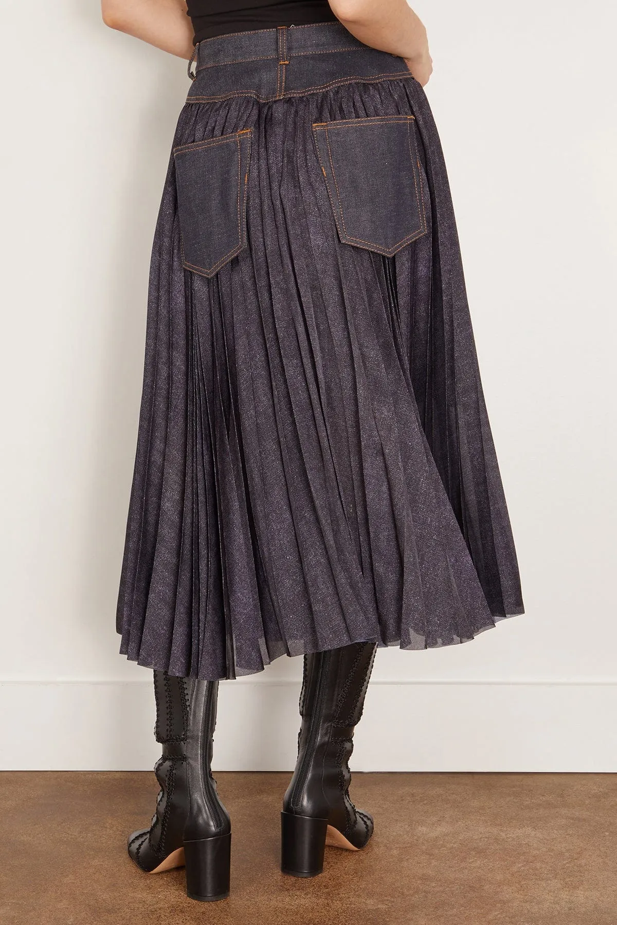 Denim Mix Skirt in Indigo