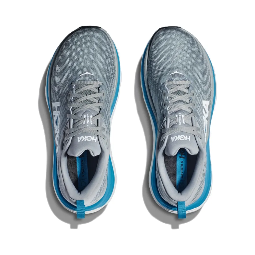 Hoka Men's Gaviota 5 Sneaker in Limestone/Diva Blue