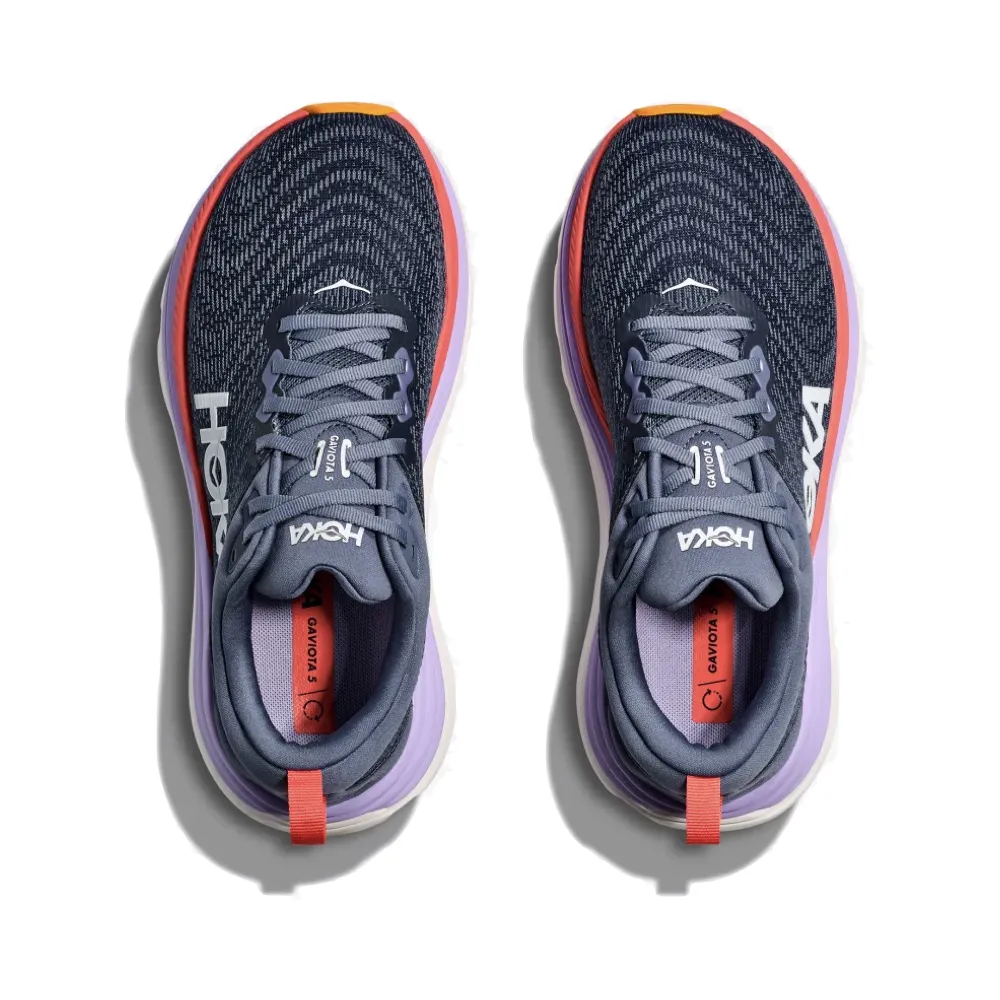 Hoka Women's Gaviota 5 Running Sneaker in Anchor/Grapefruit