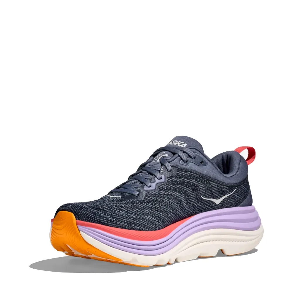 Hoka Women's Gaviota 5 Running Sneaker in Anchor/Grapefruit
