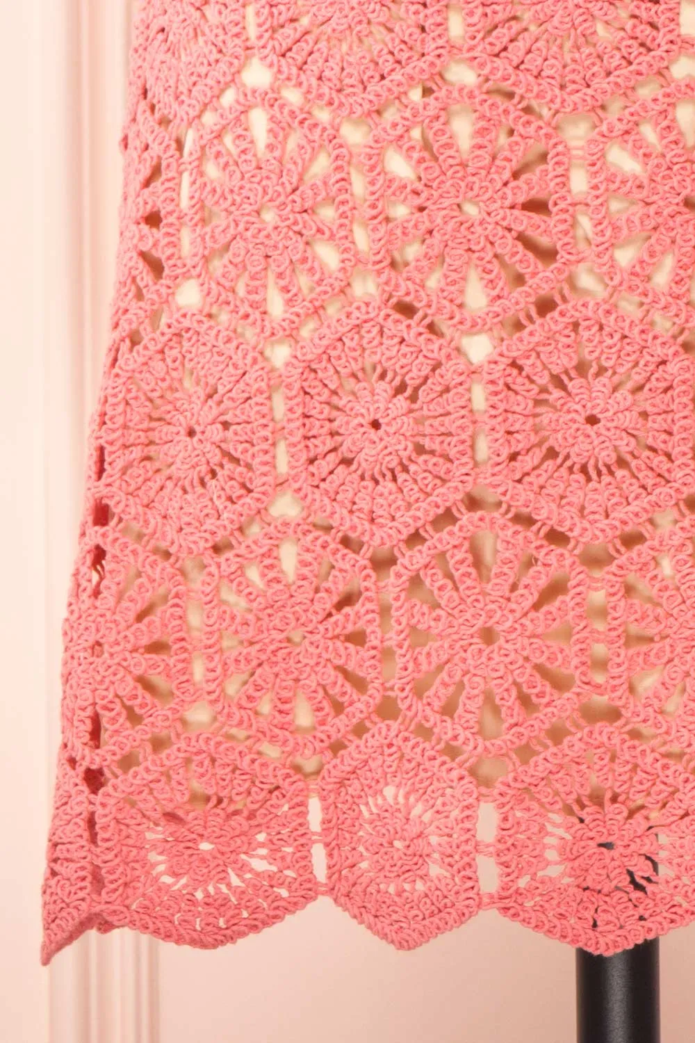 Josephyne | Short Pink Crochet Dress