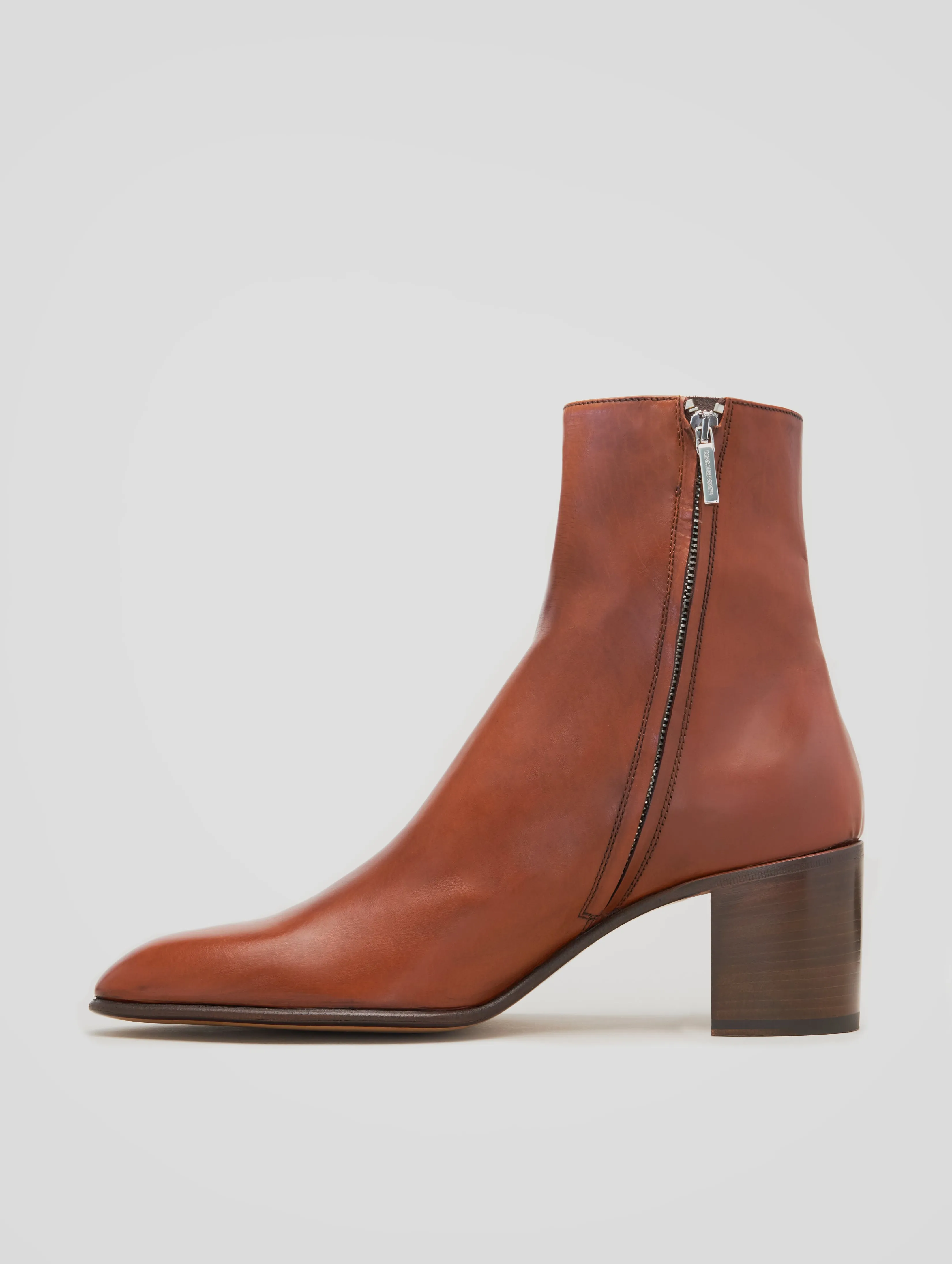 JUAN 60MM ANKLE BOOT IN BRICK CALFSKIN