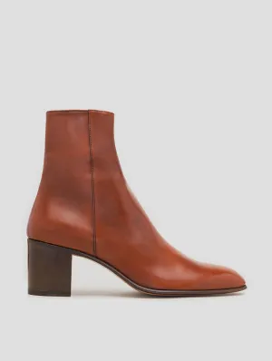 JUAN 60MM ANKLE BOOT IN BRICK CALFSKIN