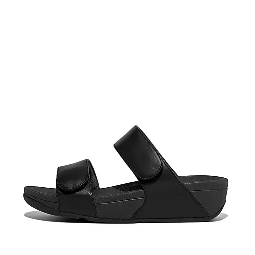 Lulu Adjustable Leather Slide in Black