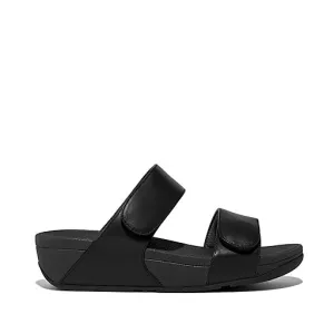 Lulu Adjustable Leather Slide in Black