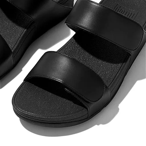 Lulu Adjustable Leather Slide in Black