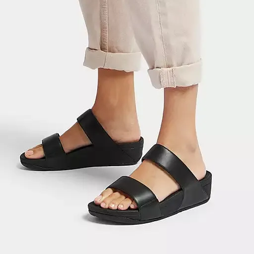Lulu Adjustable Leather Slide in Black