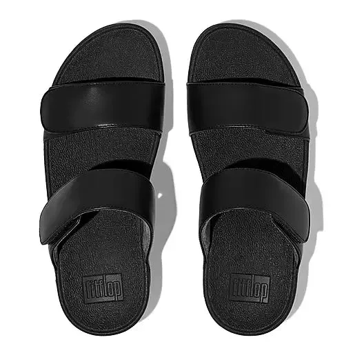 Lulu Adjustable Leather Slide in Black