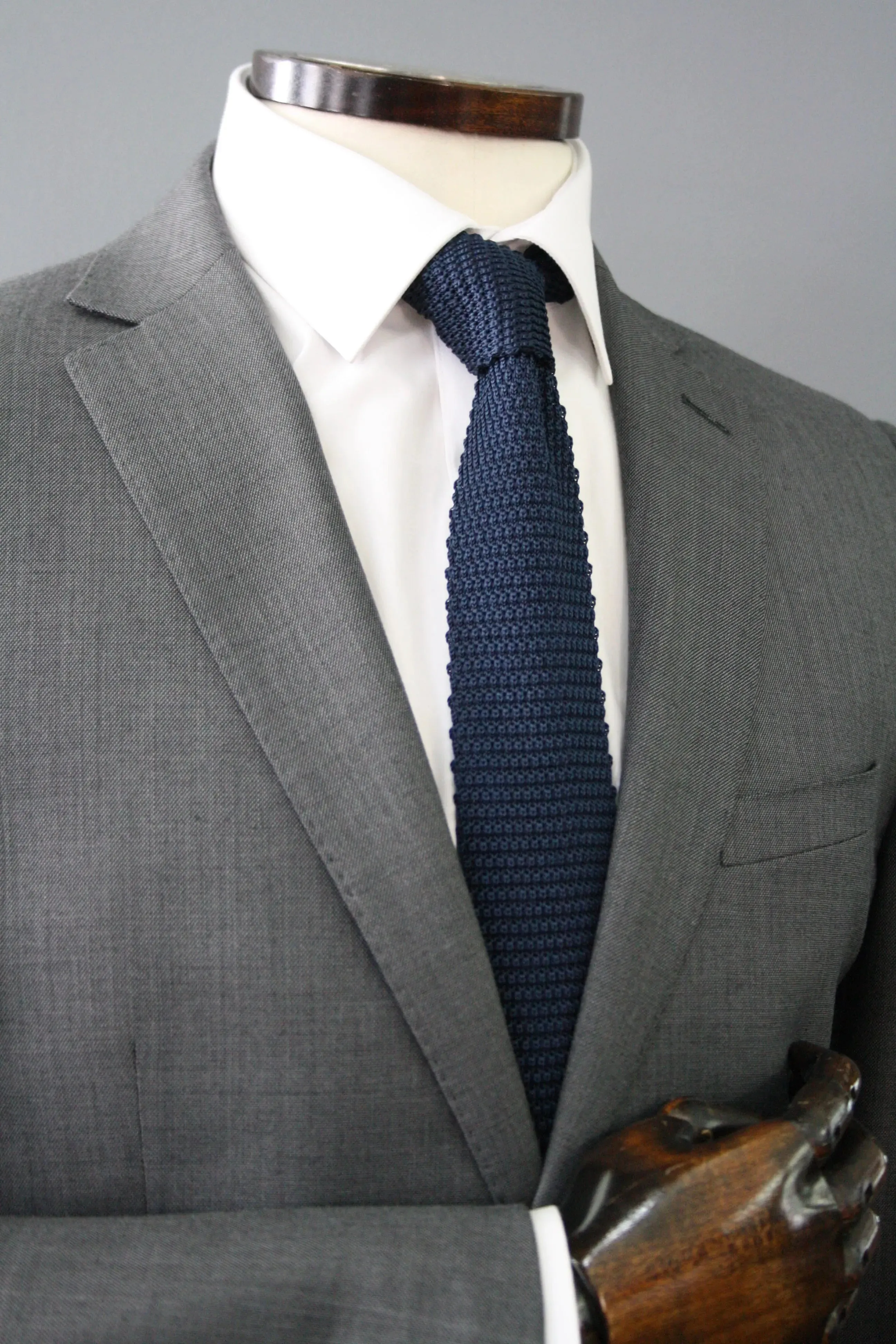 Navy Knitted Silk Tie