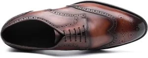 New Handmade Brogue Wingtips Oxfords for Men(Coffe,8.5)
