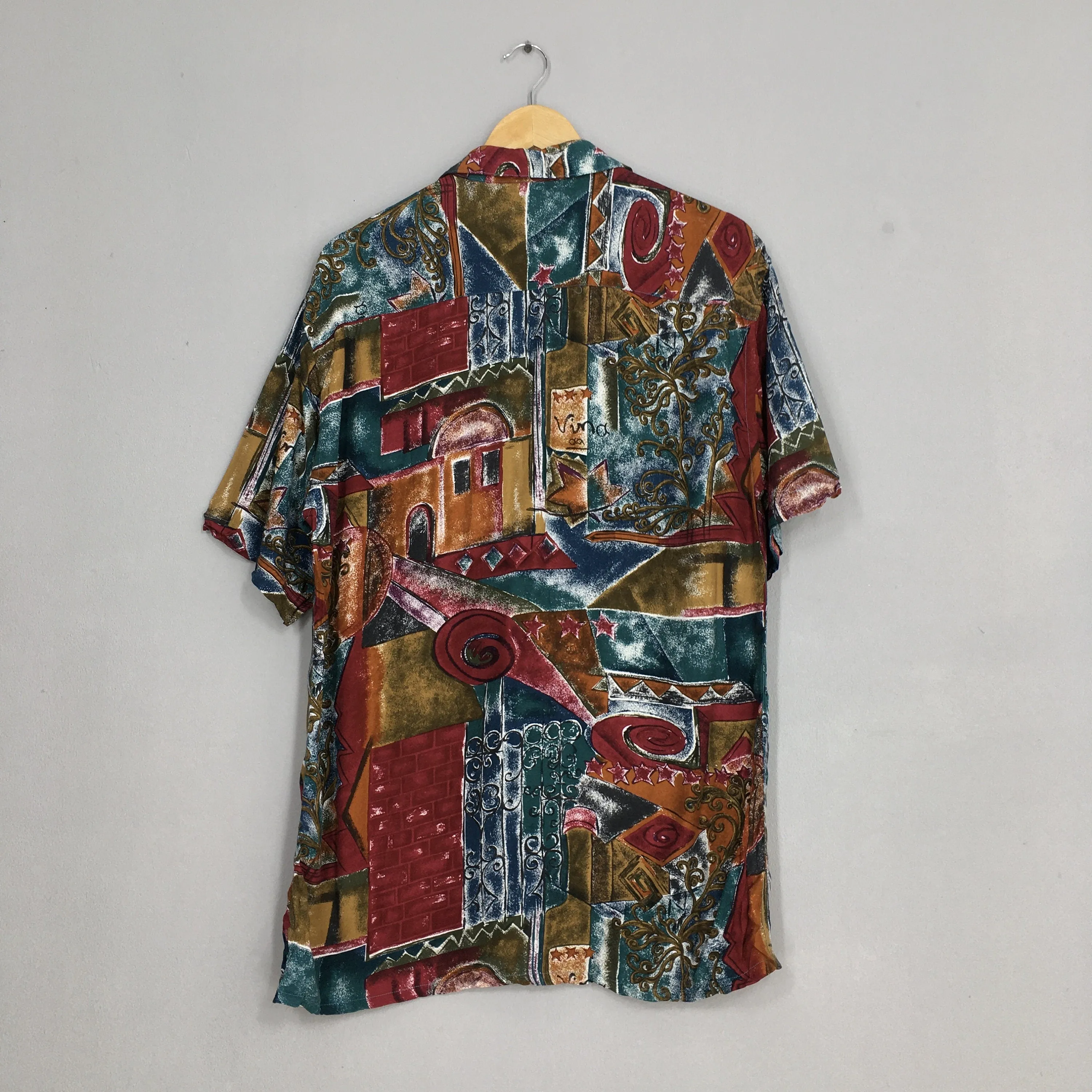 Novelty Baroque Psychedelic Pattern Rayon Shirt