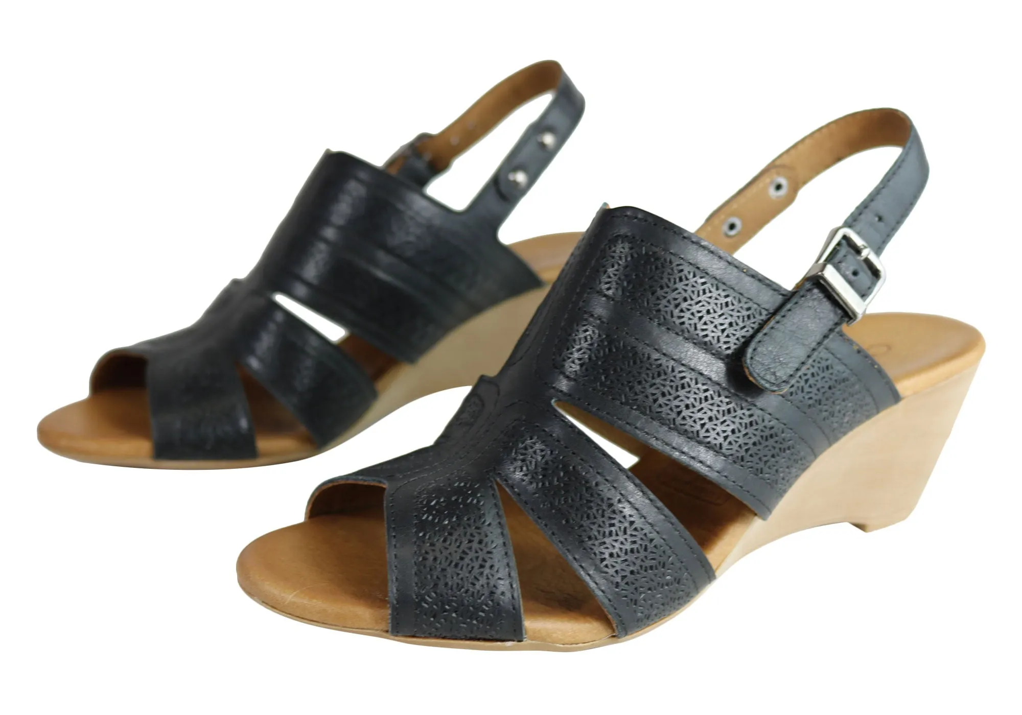 Orizonte Pinta Womens European Leather Comfortable Wedge Sandals