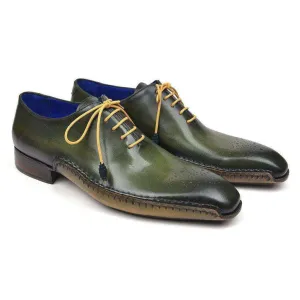 Paul Parkman Handmade Designer Shoes Opanka Construction Green Oxfords (PM5500)
