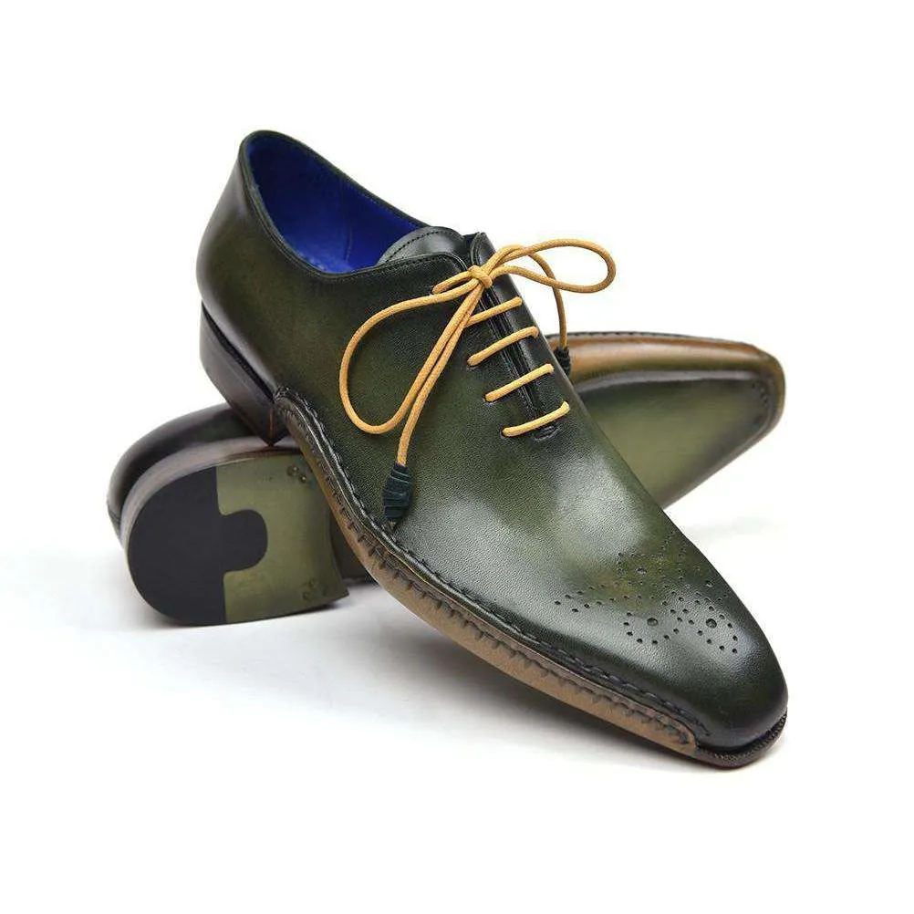 Paul Parkman Handmade Designer Shoes Opanka Construction Green Oxfords (PM5500)