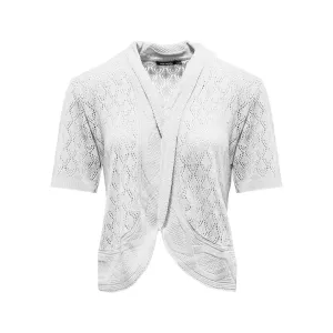 Pointelle Scoop Shrug - White