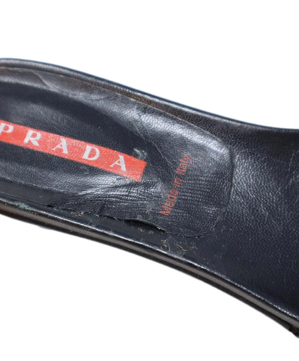 Prada Sport Black Leather Sandals sz 7