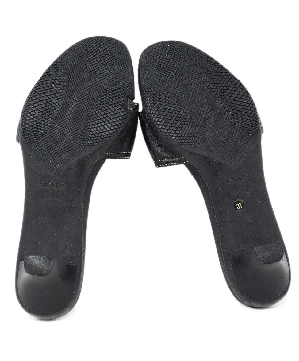 Prada Sport Black Leather Sandals sz 7