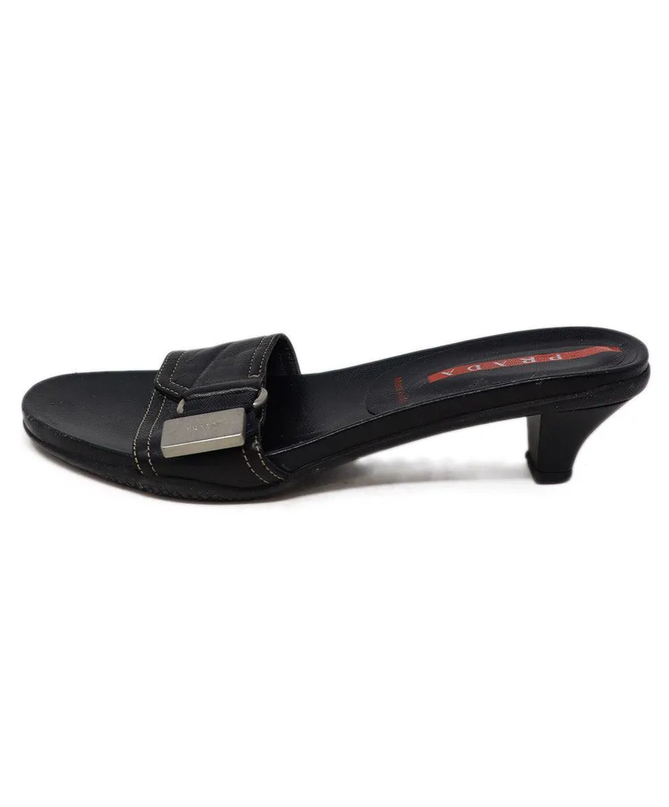 Prada Sport Black Leather Sandals sz 7