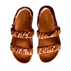Ruched Flat Leather Sandals