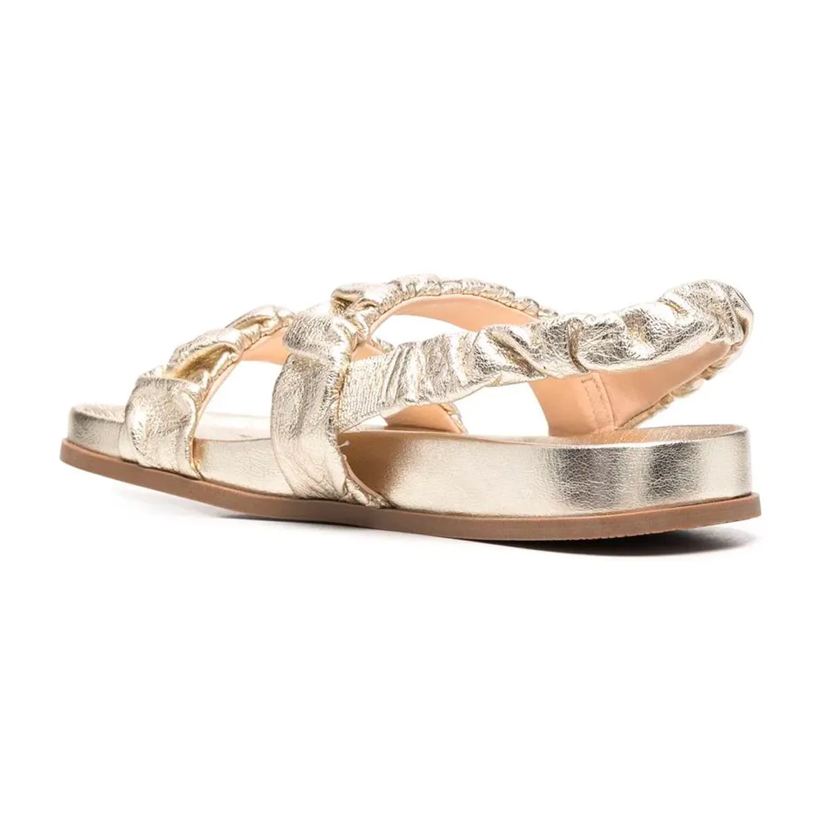 Ruched Flat Leather Sandals