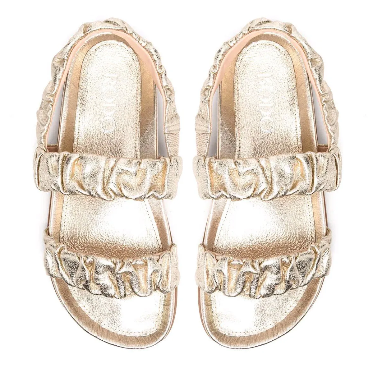 Ruched Flat Leather Sandals