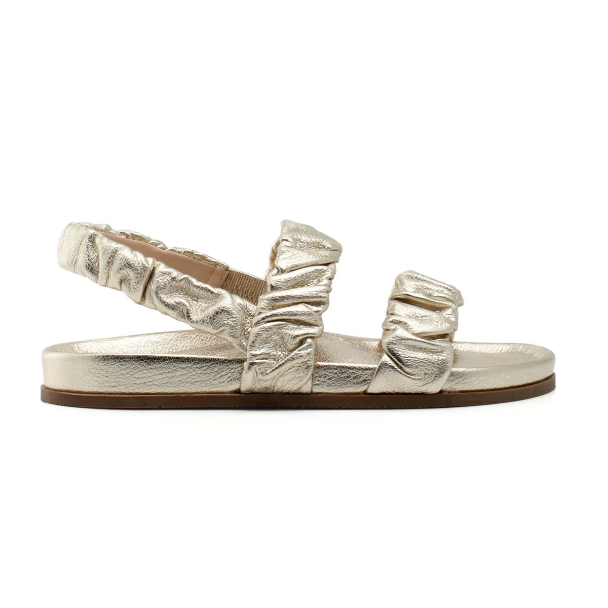 Ruched Flat Leather Sandals