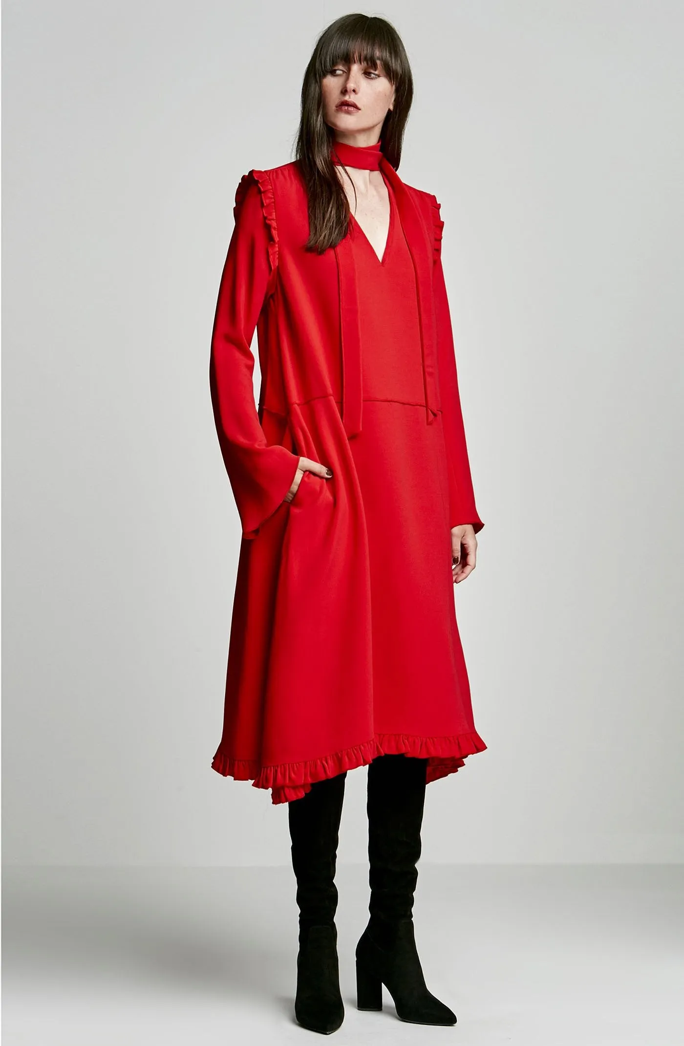RUFFLE HEM DRESS