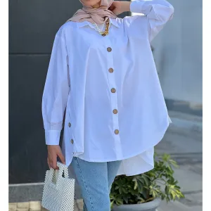 Side buttoned poplin shirt