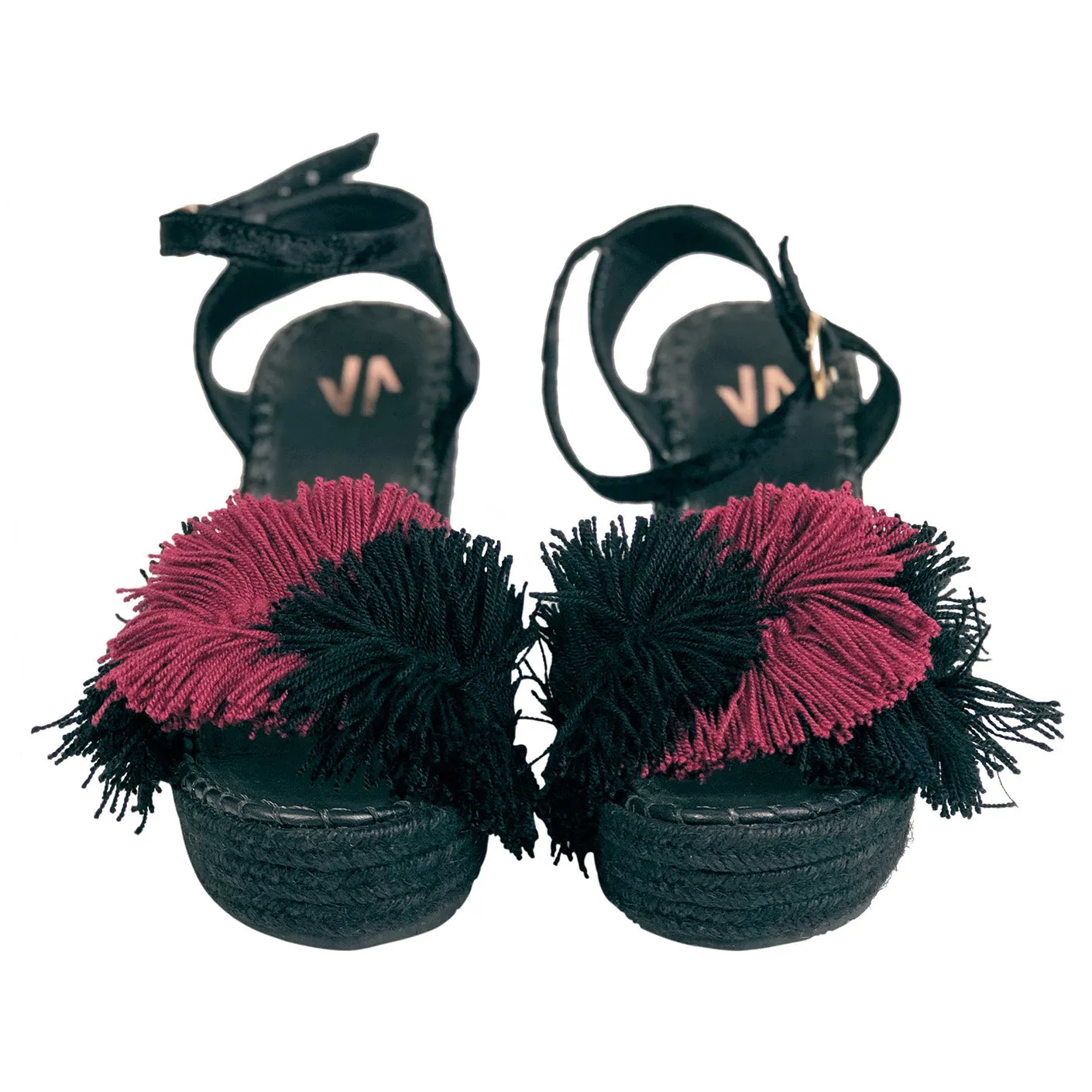 Silvia Cobos MAMBO Ankle Strap Wedges in Wine