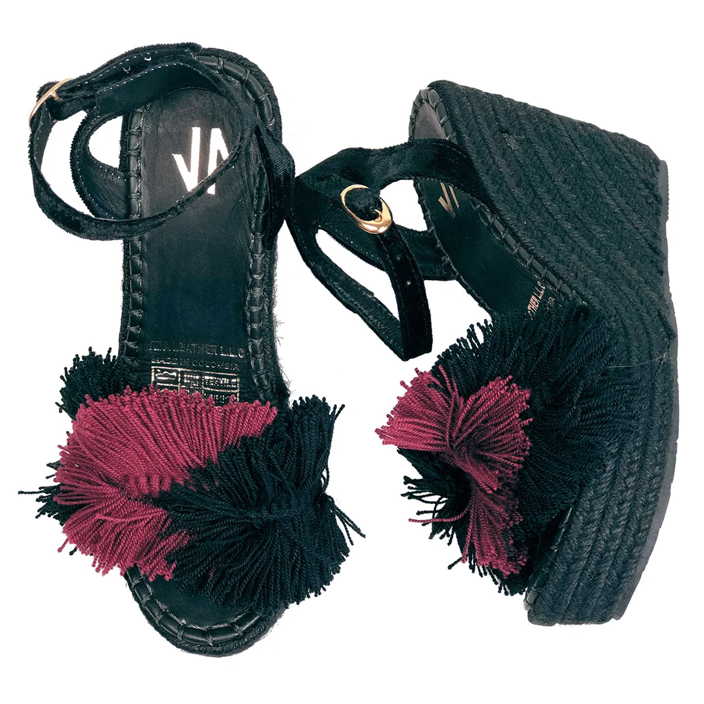 Silvia Cobos MAMBO Ankle Strap Wedges in Wine