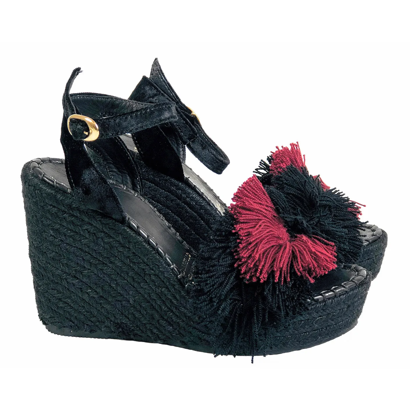 Silvia Cobos MAMBO Ankle Strap Wedges in Wine