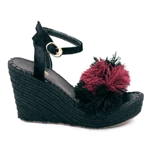 Silvia Cobos MAMBO Ankle Strap Wedges in Wine