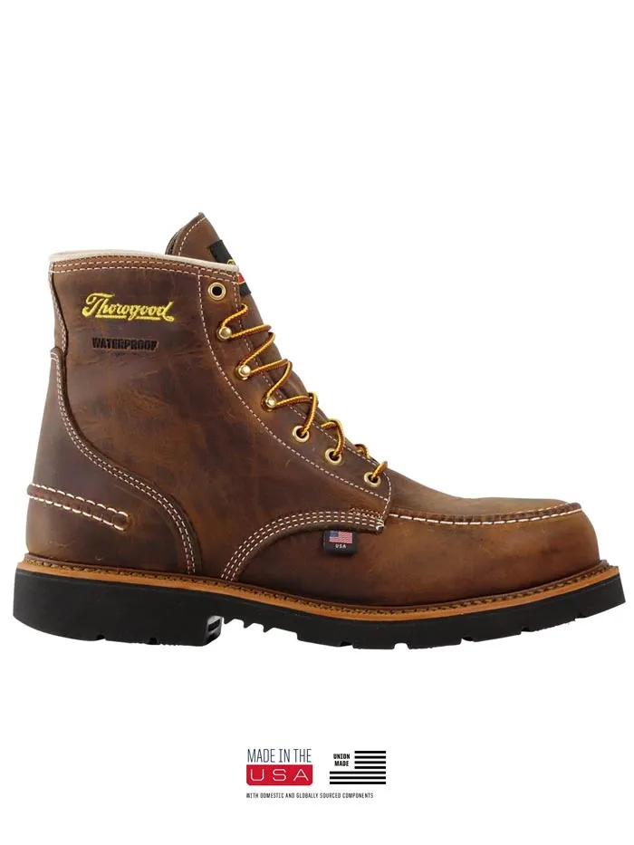 Thorogood 804-3696 Mens Waterproof Moc Toe Boot Crazyhorse Brown