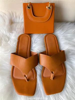 Tia Thong Tan Brown Sandals