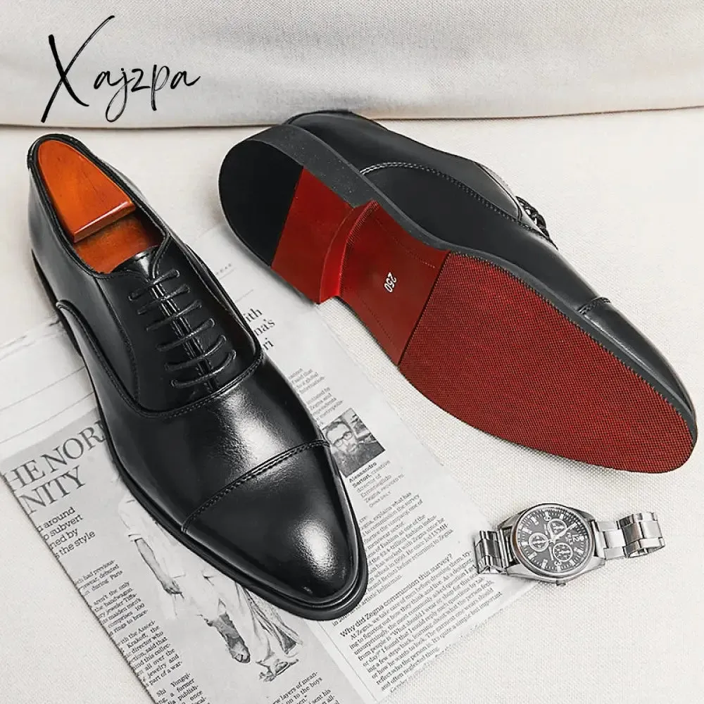 Xajzpa - Red Sole Men Shoes Black Brown Oxfords Square Toe Lace-up Wedding Shoes for Men with Free Shipping Men Shoes